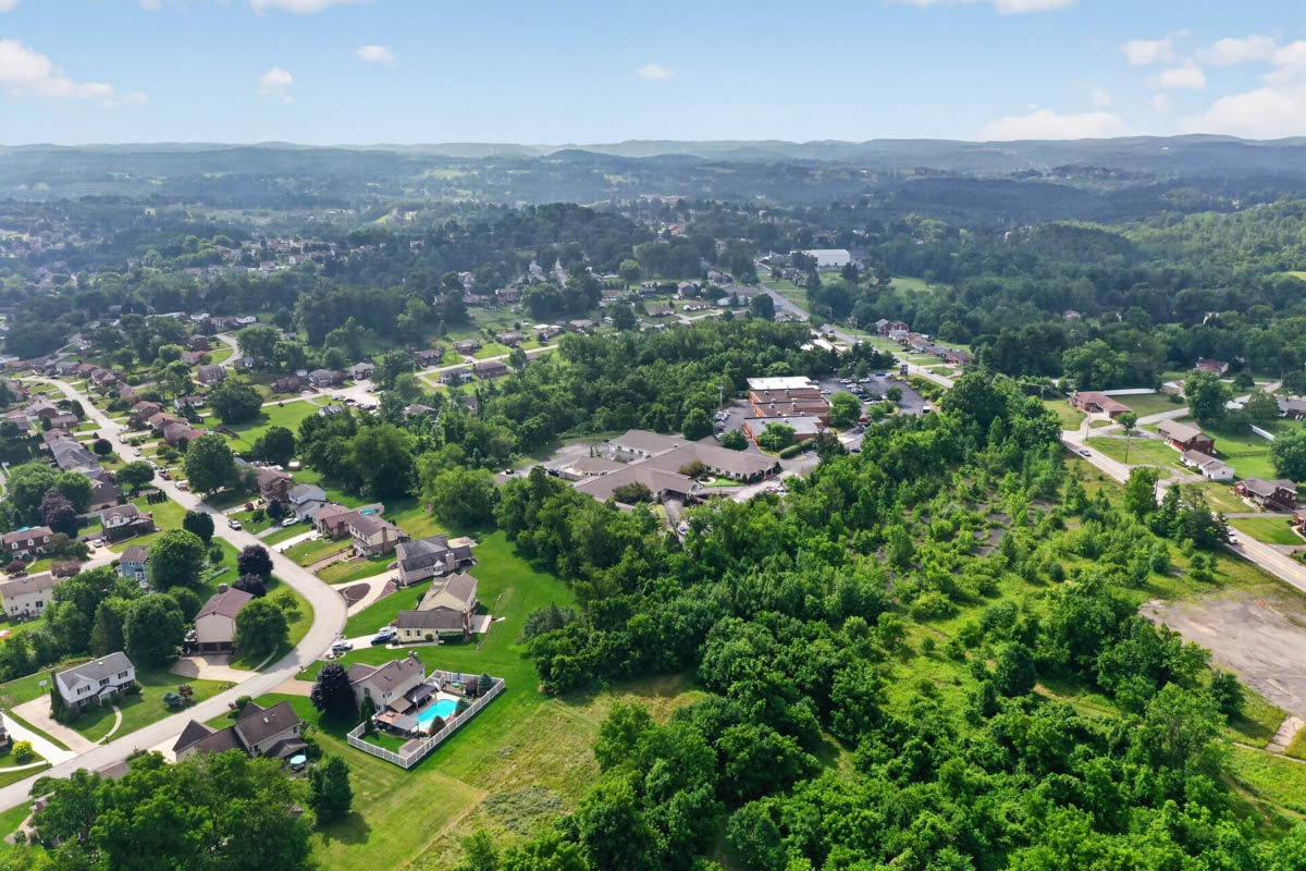 Aerial view of hills surrounding Golden Heights