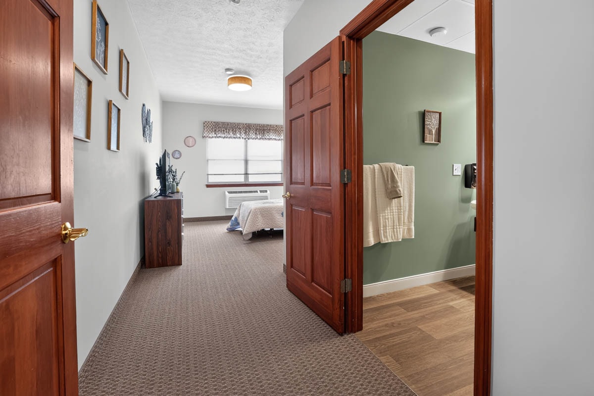 Hallway to resident room at Golden Heights