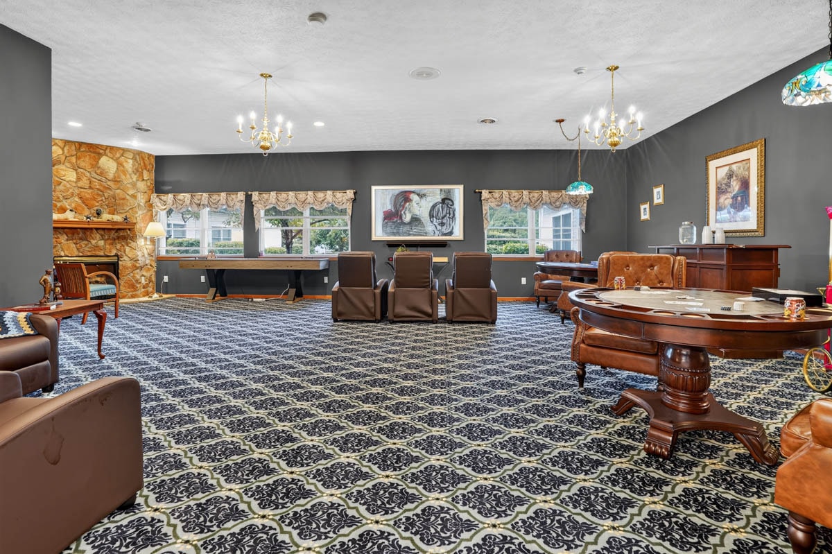 Game room with pool table at Golden Heights